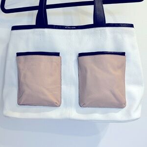 TAHARI White and Tan Women's Tote Bag